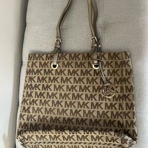 Michael Kors Tan and Brown Logo Tote